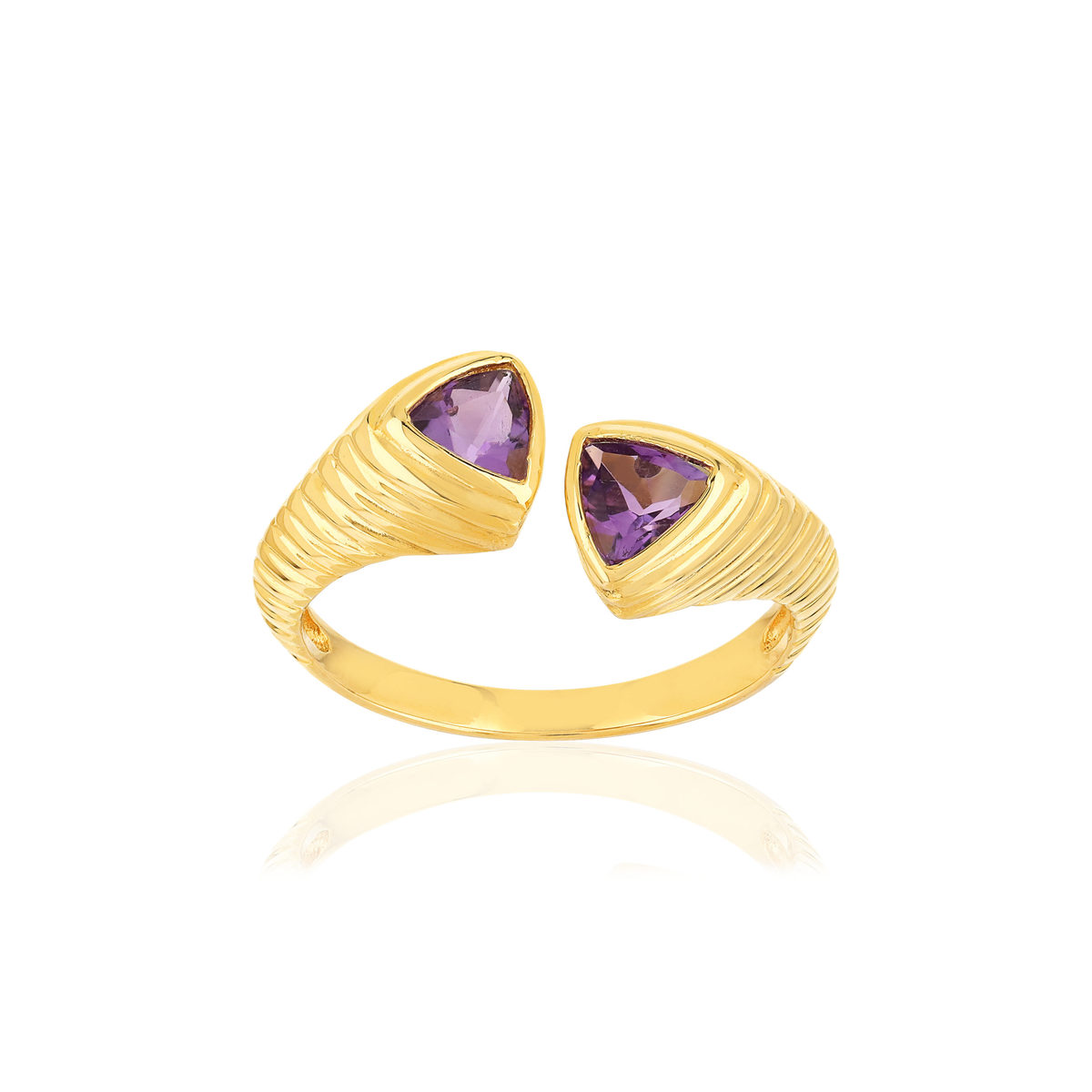 Bague or jaune 375 améthystes taille troidia
