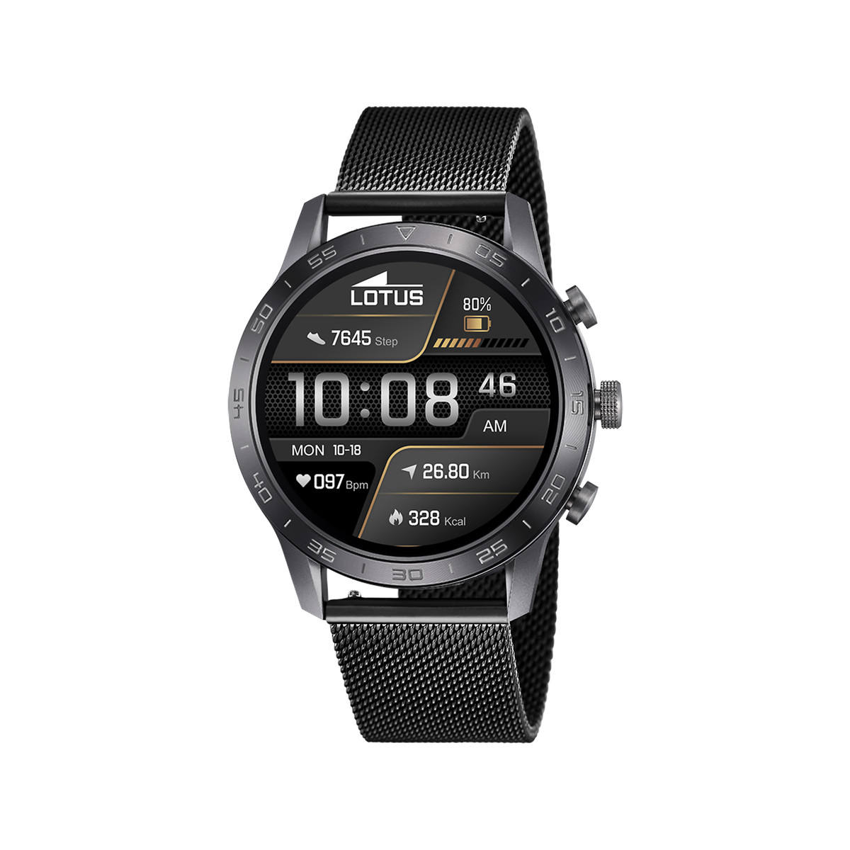 Montre LOTUS smartwatch homme connecté, bracelet acier noir