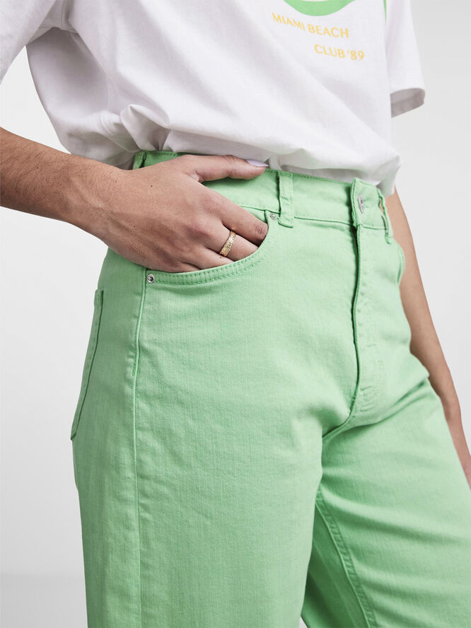 Pieces PCHOLLY HW WIDE JEANS COLOUR NOOS B Absinthe green