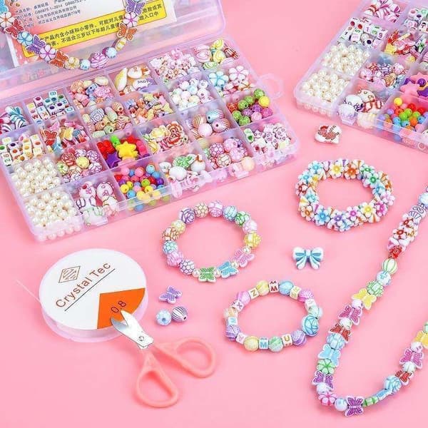 DIY - Perleboks - Akrylperler - Mix - 550 stk - Smykkefremstilling