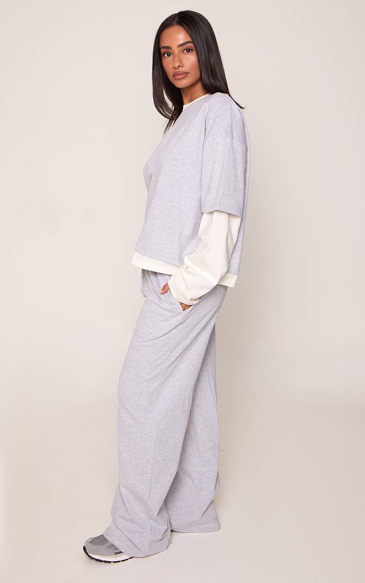 Gris Cendré Pantalon Large Taille Coulissée Petite