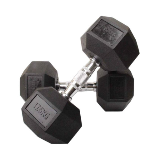 Juego Pesas Gimnasio Hexagonales De Caucho 17,5 Kg