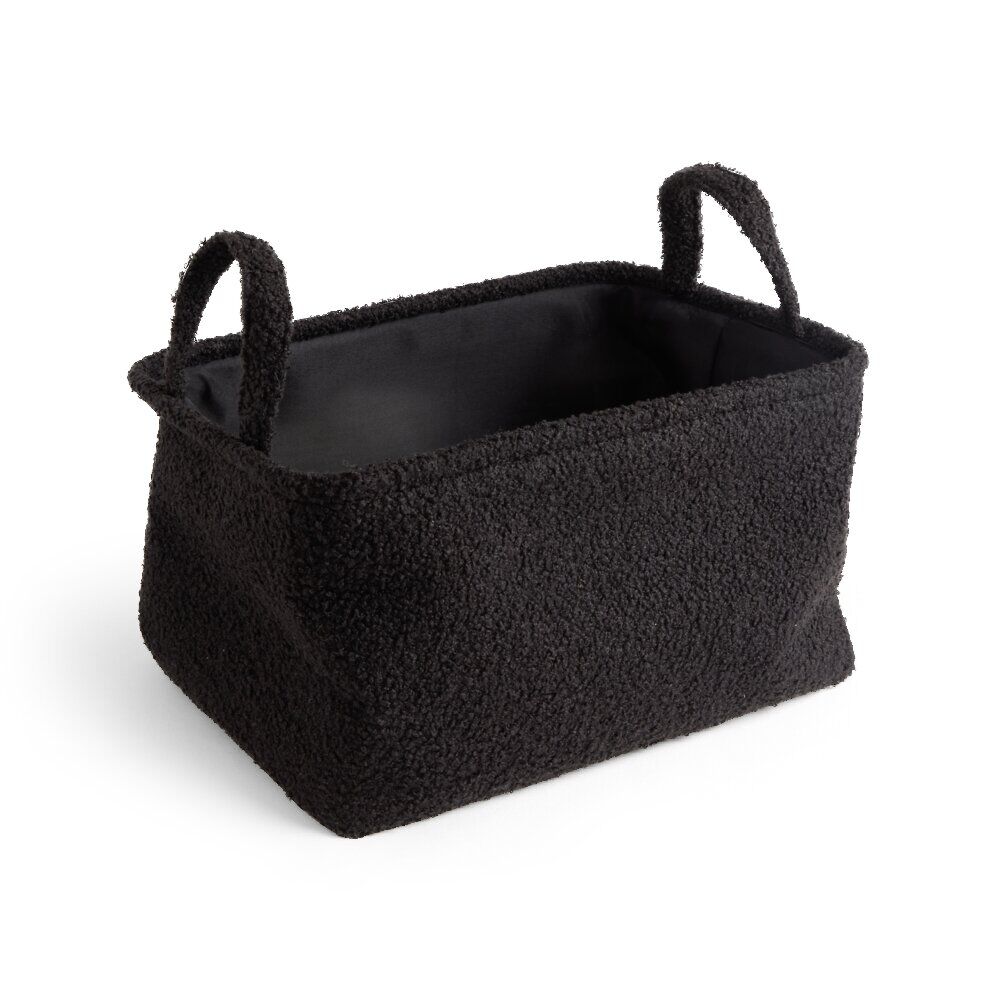 Panière laine bouclée noire 36x26xH20cm