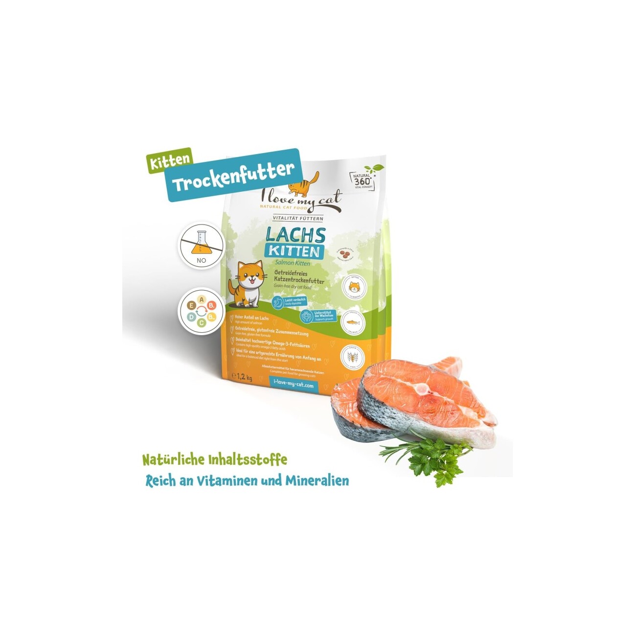 I love my cat Getreidefreies Trockenfutter für Kitten mit Lachs