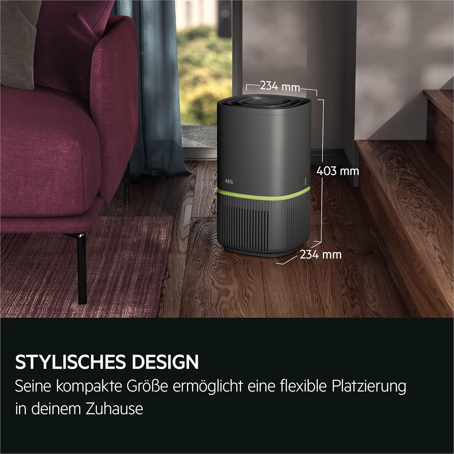 AEG Luftreiniger Pure 5000 / für bis zu 41 m²/98 m³ / Farbe: Dark Grey APO50371DG Dark Grey