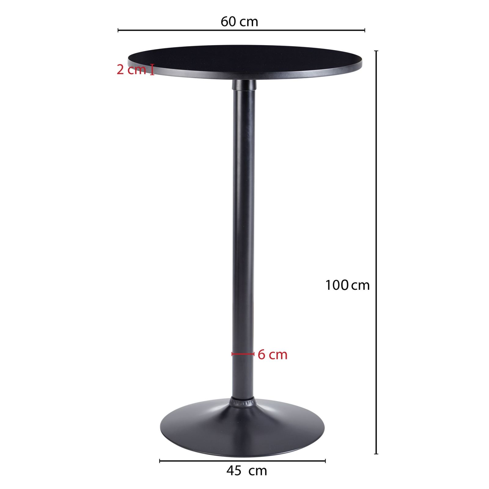 Bartisch - schwarz - Metall - 60 cm