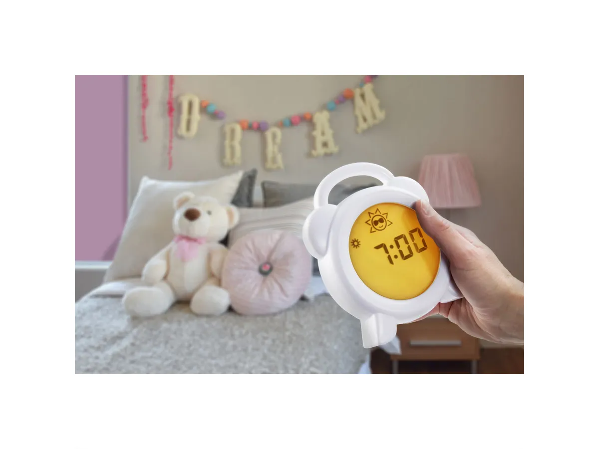 (140x118mm) Baby Wecker Kinder Nachtlicht Schlaftrainer (BC-100) - Weiss