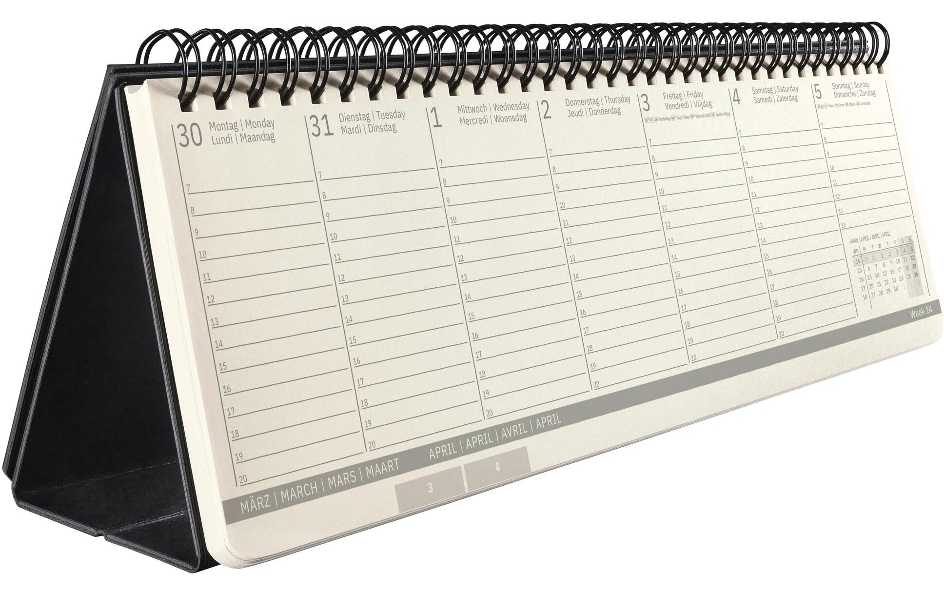 Tisch-Querkalender Conceptum 30 x 14,3 cm, 2026, SchwarzWochenkalender mit Spiralbindung