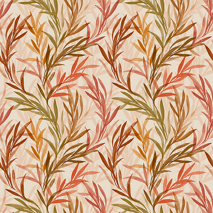 Papier peint à motif vinyle intissé Swati crème, corail et vert 53 cm GoodHome