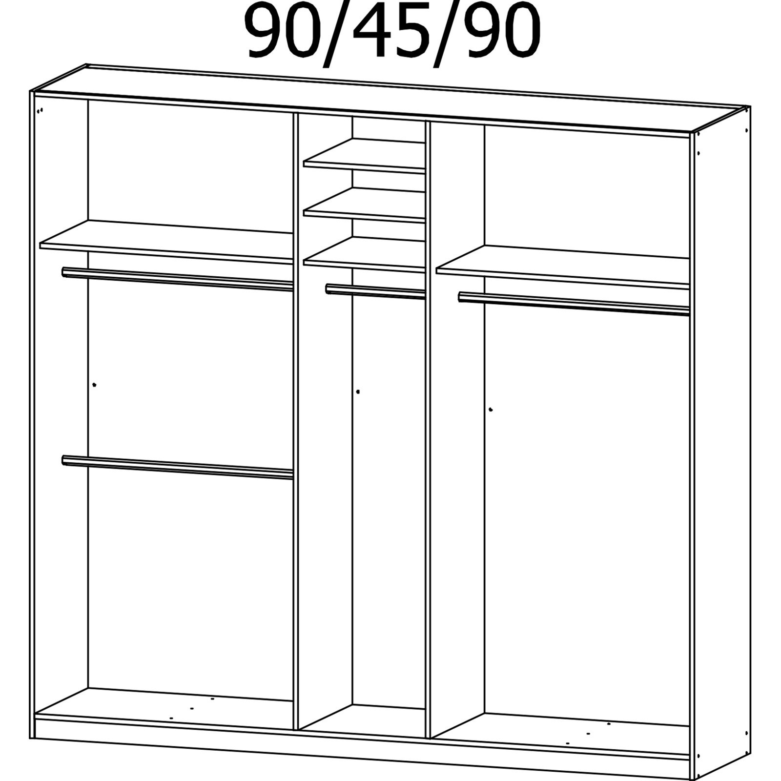 Drehtürenschrank Skyla, 226 x 210 x 54 cm, mit Spiegelfront weiss