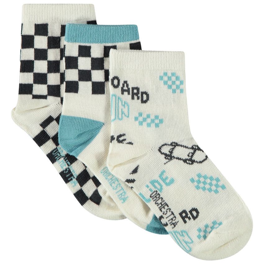 Lot de 3 paires de chaussettes fantaisie pour garçon - Ecru