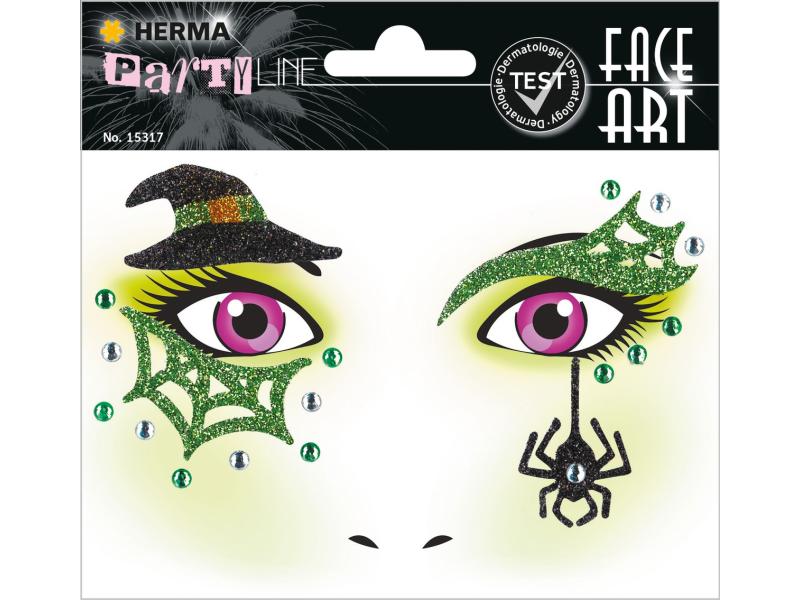Herma Stickers Tattoos Face Art Hexe, 1 Stück Gesicht Sticker für Halloween