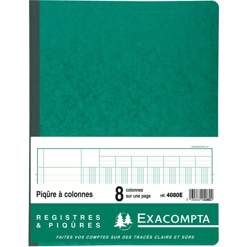Registre 8 colonnes Exacompta 4080E, 25 x 32 cm 80 pages