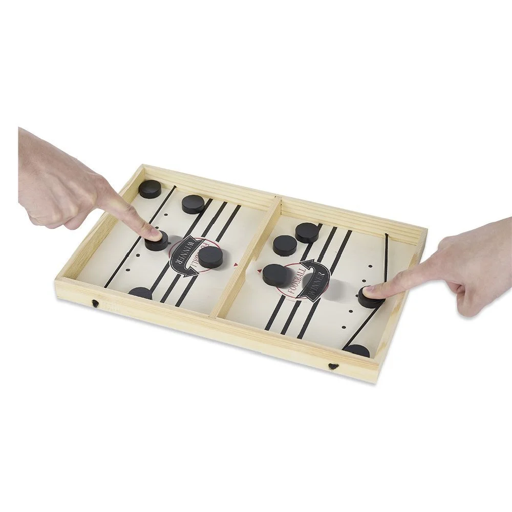 Jeu de table en bois certifié FSC® 2 en 1 : hockey et football