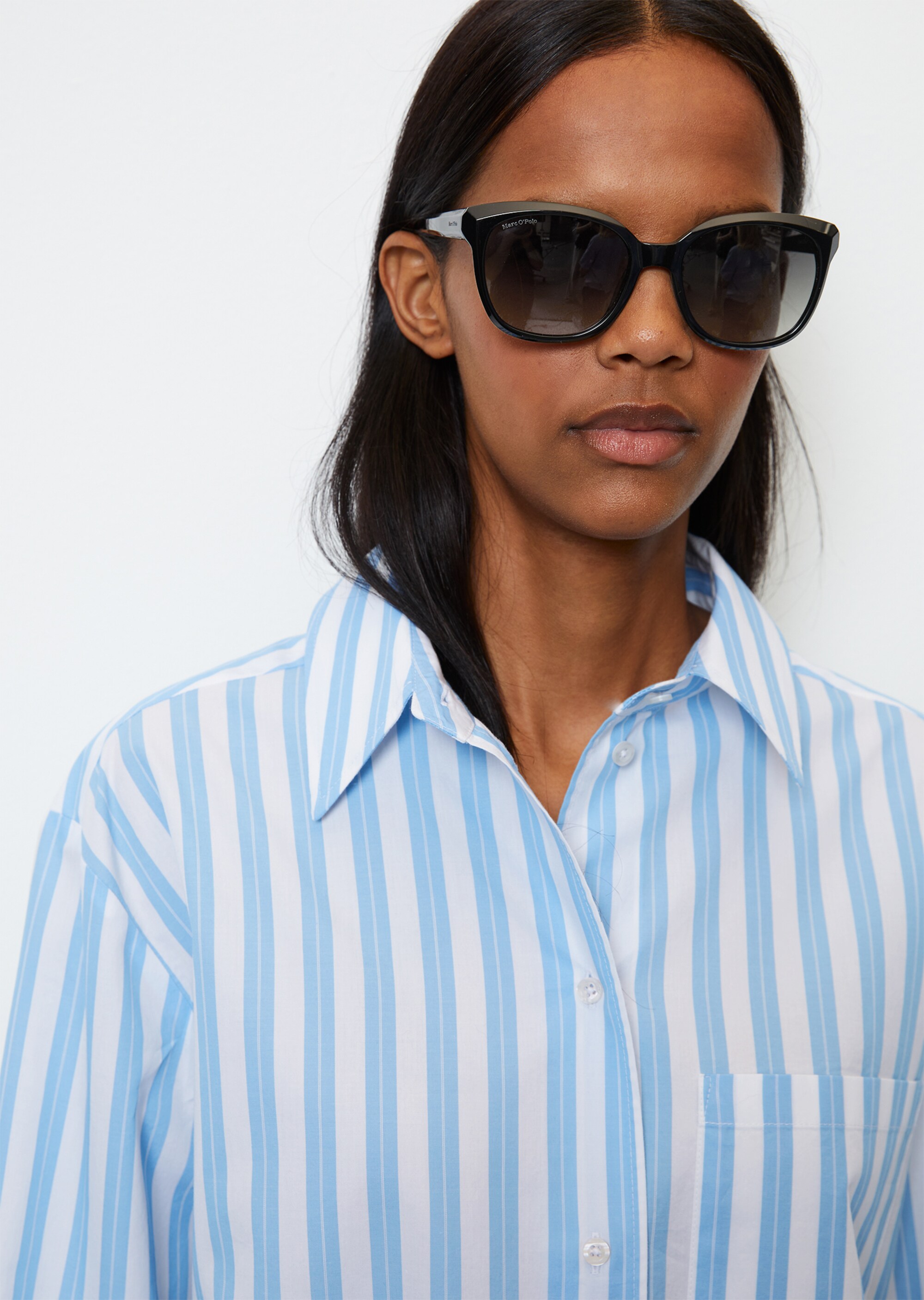 Gestreifte Boyfriend-Bluseaus reinem Organic Cotton