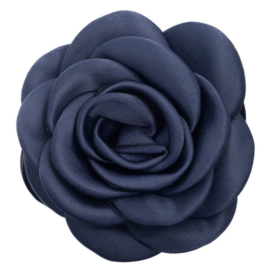 DARK Satin Rose Hair Claw Navy Blue