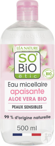 So'Bio Étic Hydra Aloe Vera Eau Micellaire Apaisante Peaux Sensibles Et Réactives 500ml