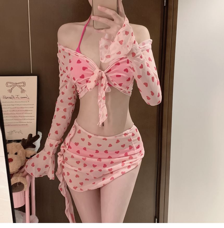 Kansen - Set: effen bikini + zwemtop + rok
