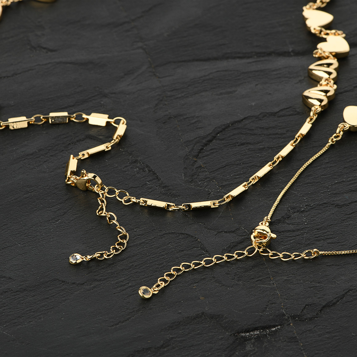 Gina Benotti Damen Kette und Anhänger mit Herzen gold