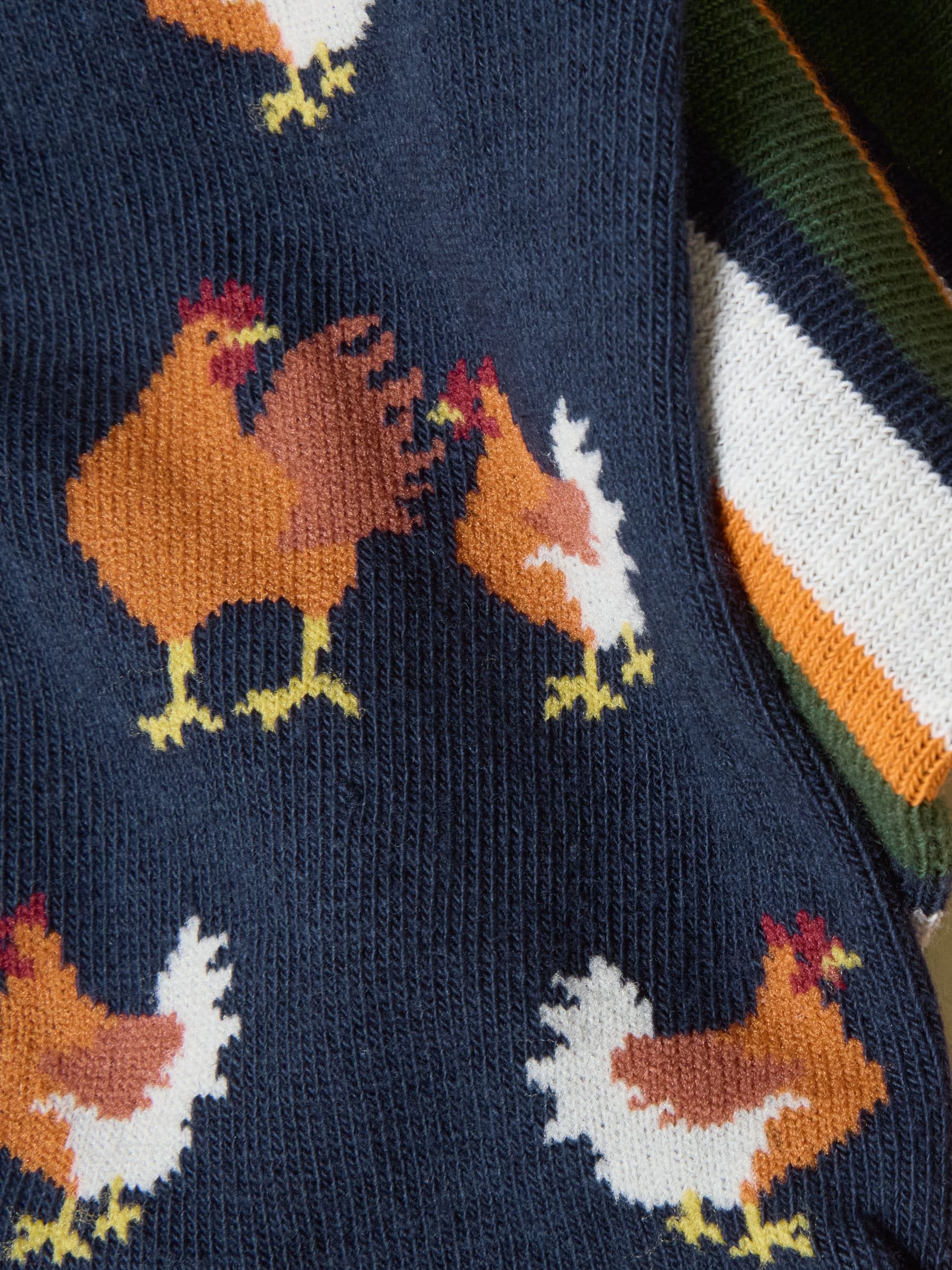Oranje/donkerblauw - Joules Kids' Neat Feet Socks 3 Pack