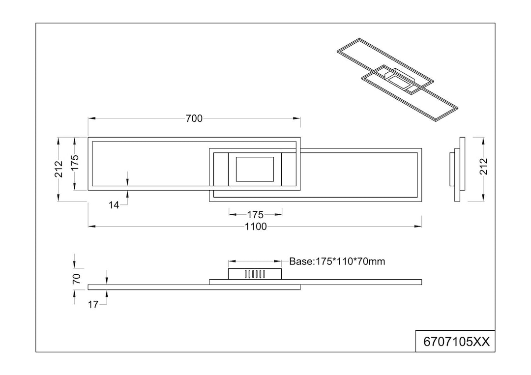 TRIO LED Deckenlampe GANADO 21 x 110 cm nickelfarbig