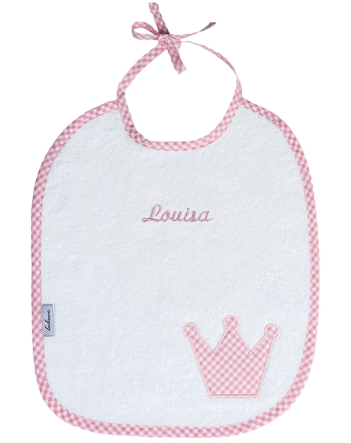 Personalisiertes Lätzchen KRONE rosa (Stickfarbe: pink)