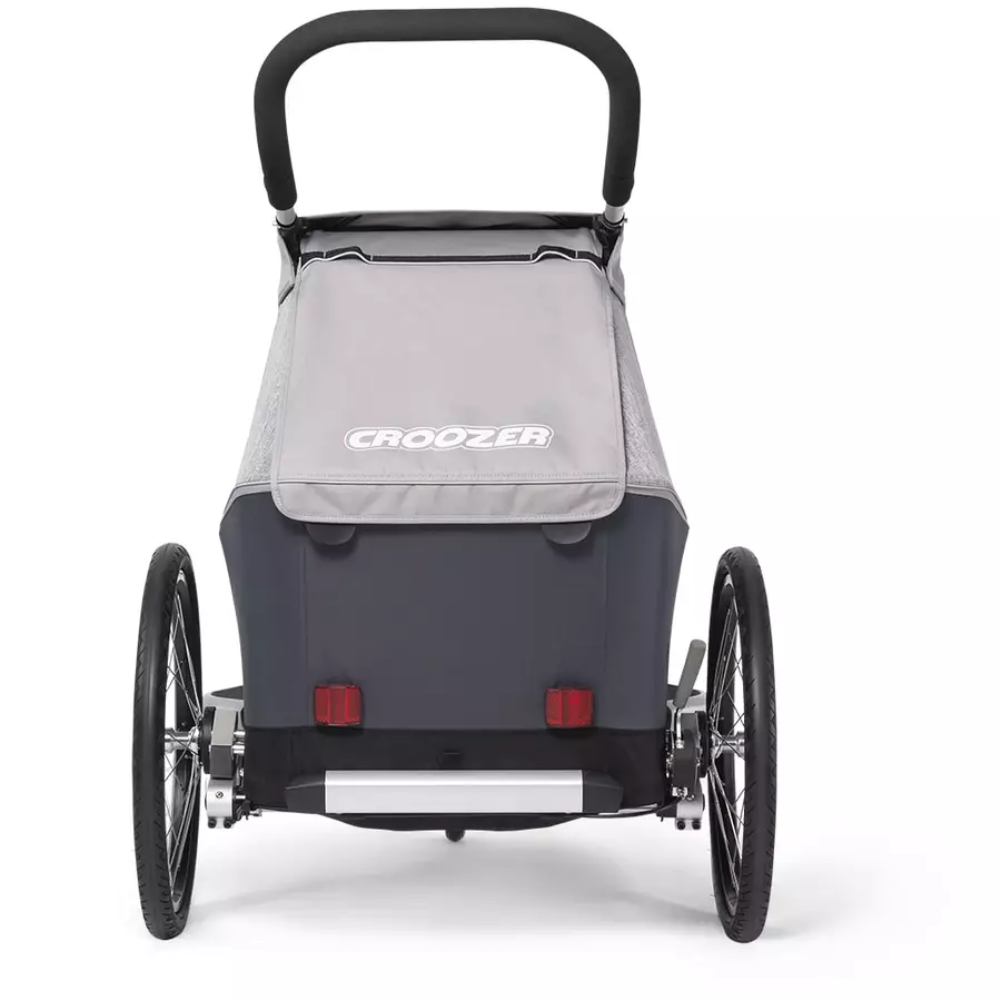 CROOZER Kinderfahrradanhänger Kid Keeke 1 Stone Grey inklusive Fußraumschutzwanne