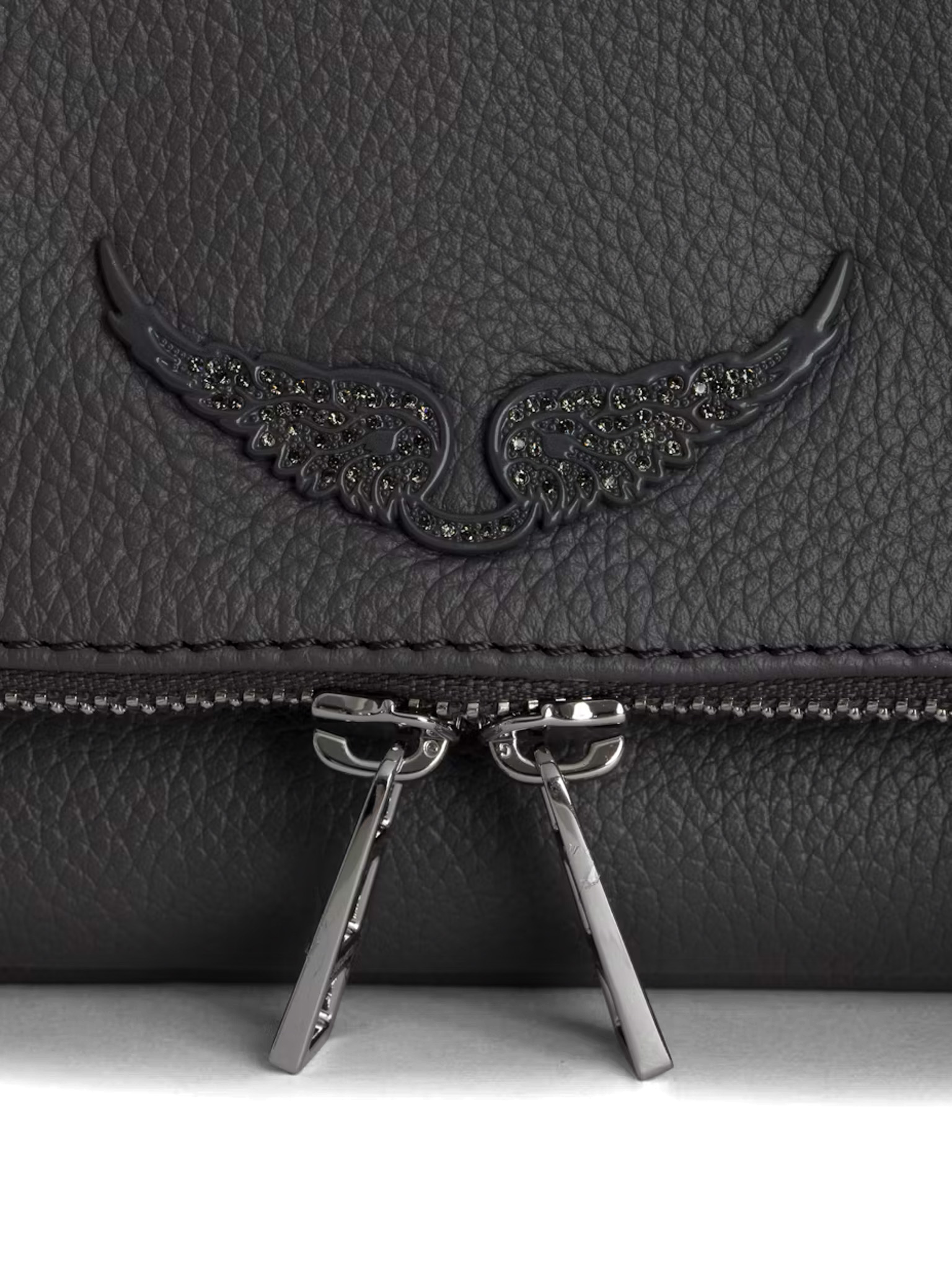 ROCK - Pochette en cuir chaînes en métal | Gris