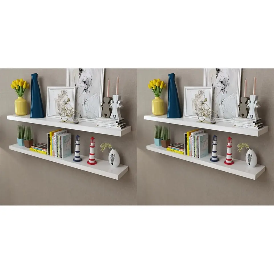 vidaXL - Wandrek - Wit - MDF - 120 cm - 4 stuks