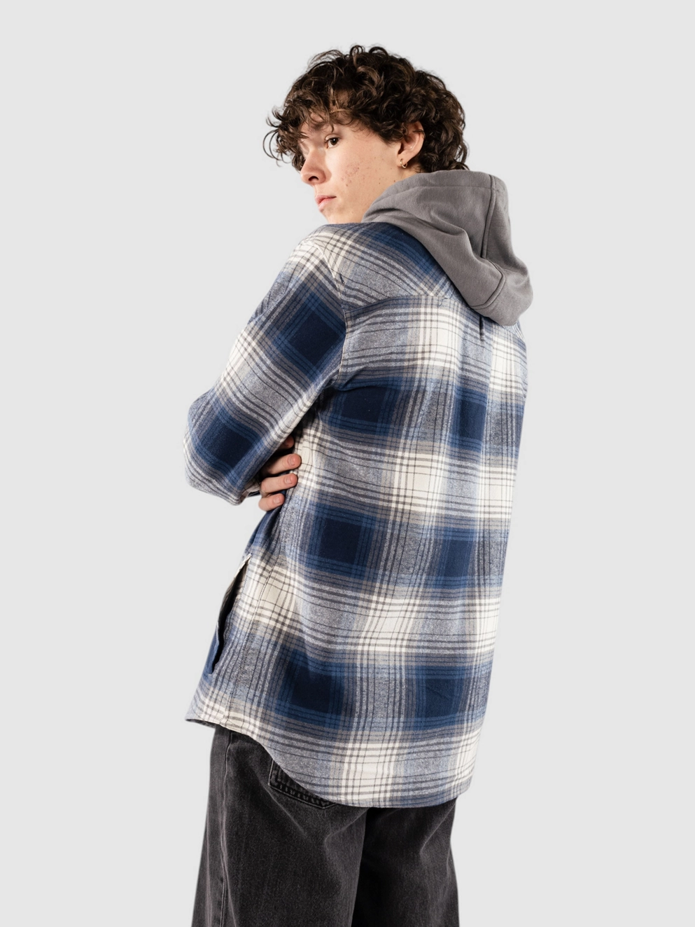 Empyre Browser Hooded Flannel Shirt navy