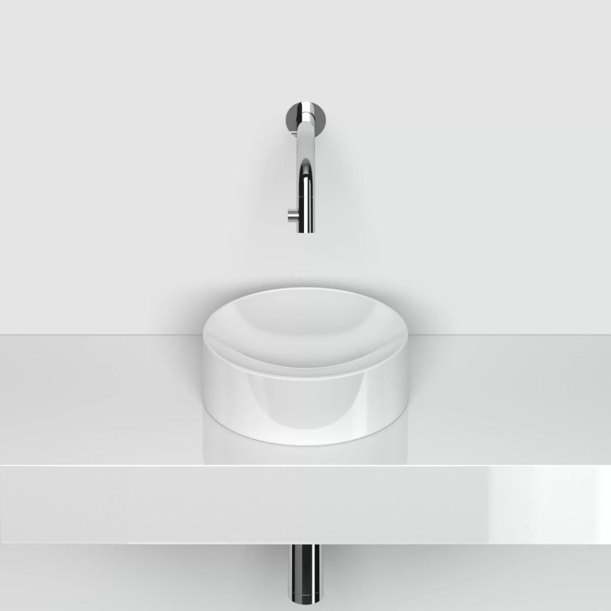Clou Vale keramische fontein 22cm zonder kraangat wit glans