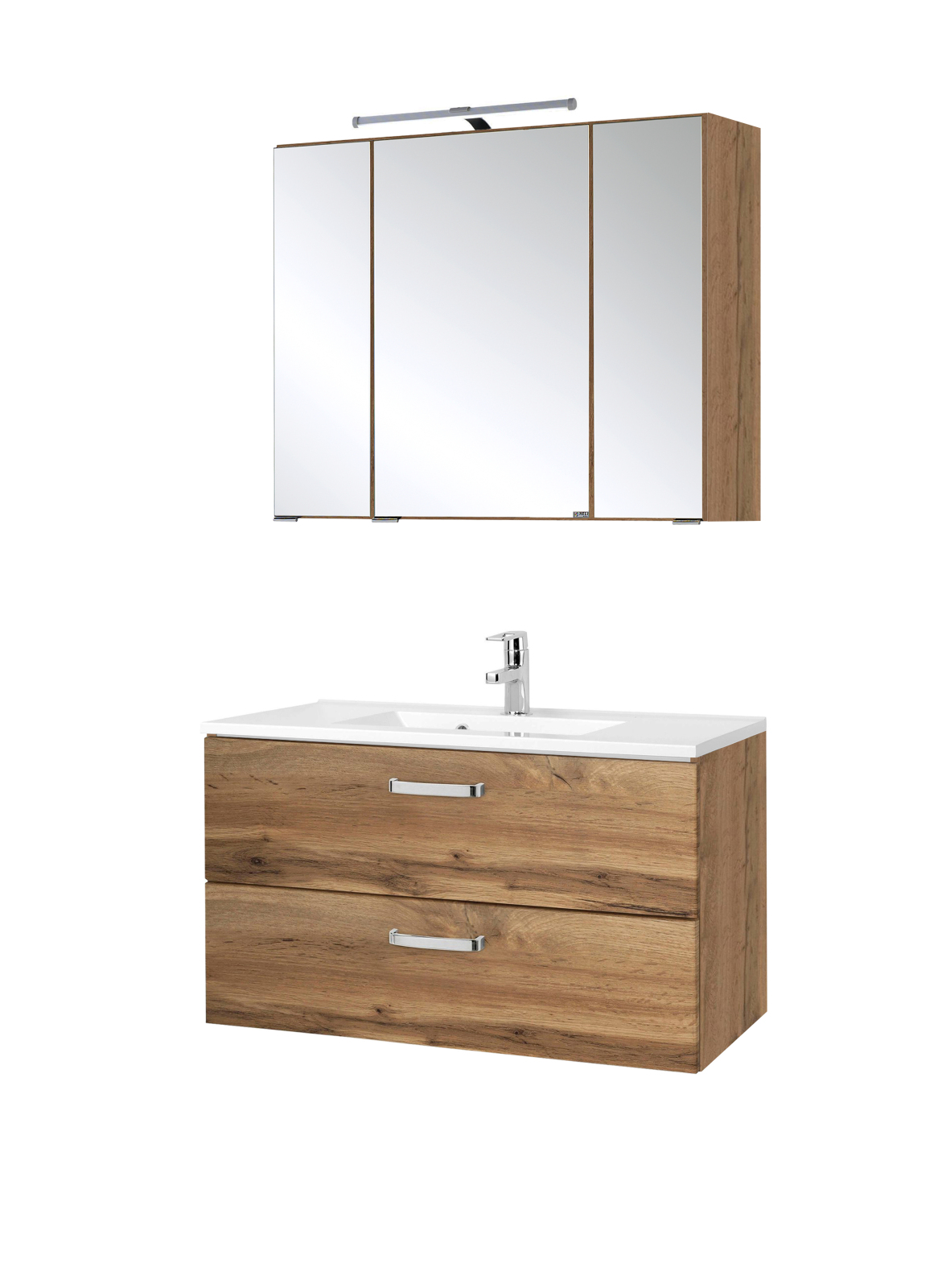 2-teiliges Badmöbel-Set BOLOGNA - Wotan Eiche - 90 cm breit