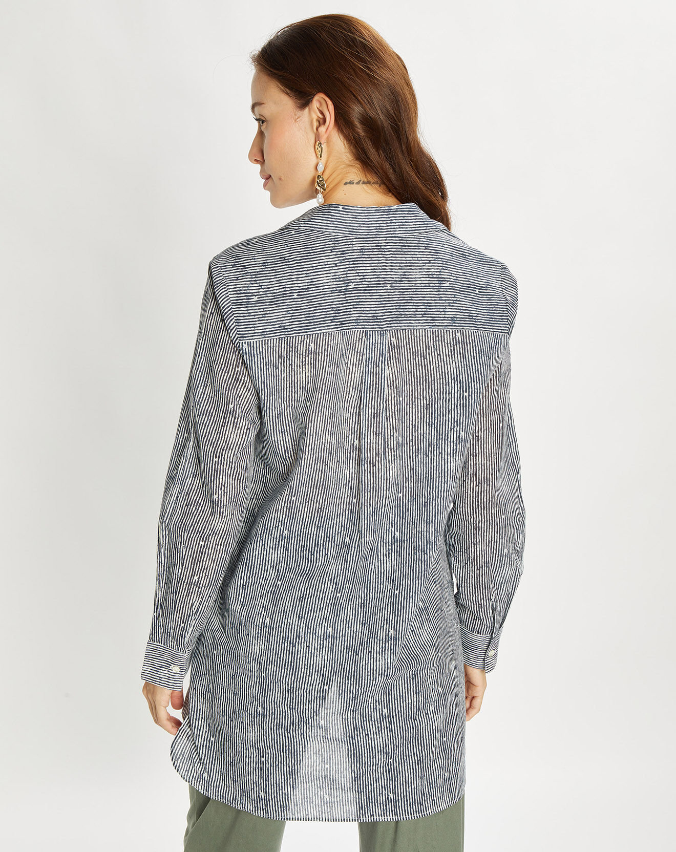 Lauren Vidal Chemise Cara à rayures indigo/blanc