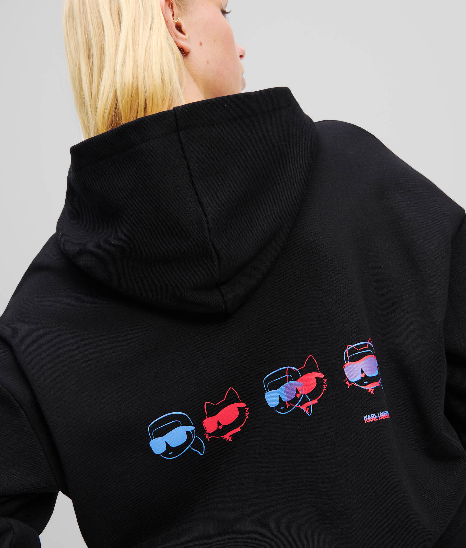 SWEAT À CAPUCHE COURT AVEC IKON DE COULEURS VIVES - Noir
