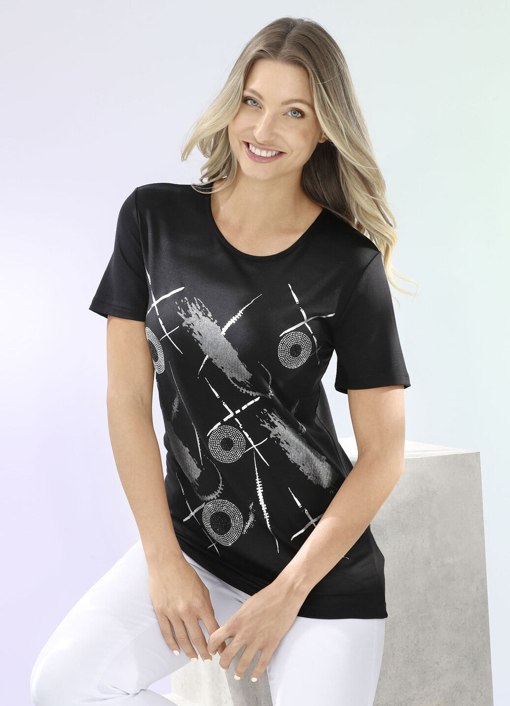 Shirt mit silberfarbenem Kontrast-Druck