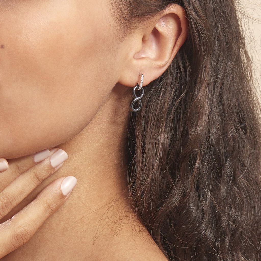 Boucles D'oreilles Pendantes Celinia Argent Blanc Céramique Et Oxyde