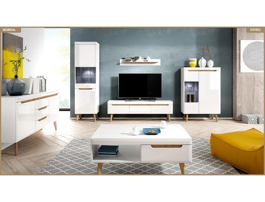 OTITEC - Armoire vitrine - l.53 x h.197 x p.40 cm - nordia - blanc