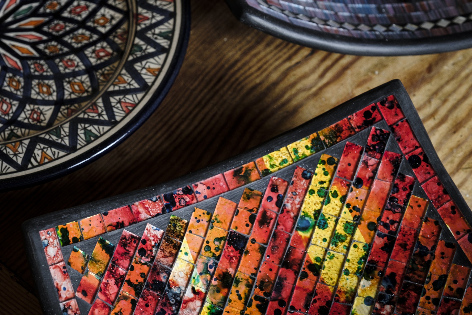 Mosaikteller 'Gaudí', Rottöne, in 3 Größen von fischer's lagerhaus