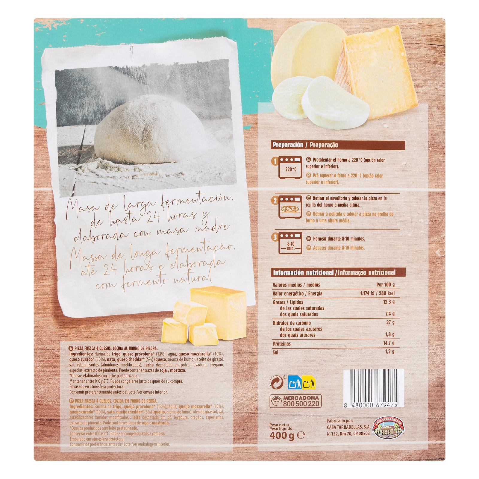 Pizza Formaggi aux 4 fromages Hacendado