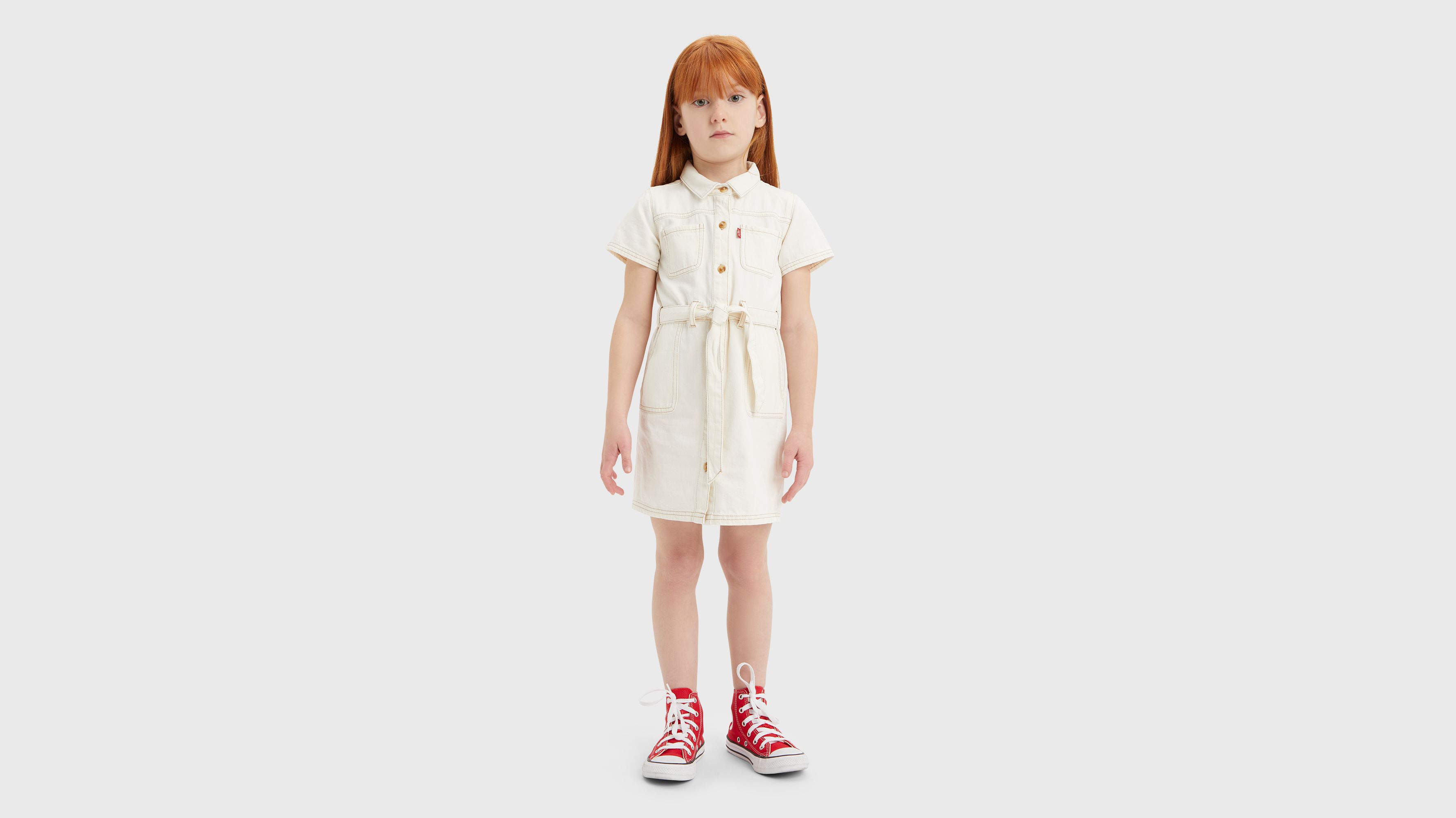 Enfant robe coton bio utilitaire - Natural - Blanc