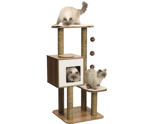 Vesper V-High Base krabpaal, 56x56x121,5 cm, walnoot