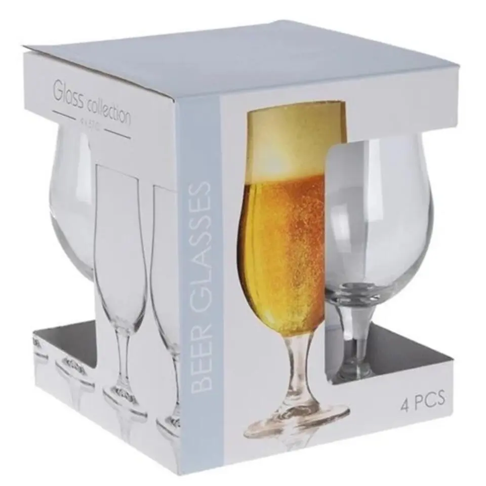 Excellent Houseware Bierglazen op voet - 4x- glas - speciaal bier