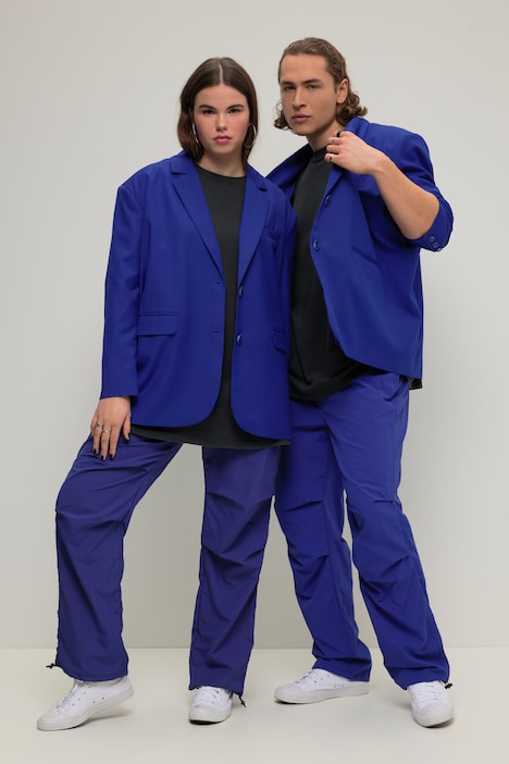 Blazer, oversized, Rücken-Knopfleiste, Revers, Langarm, Unisex