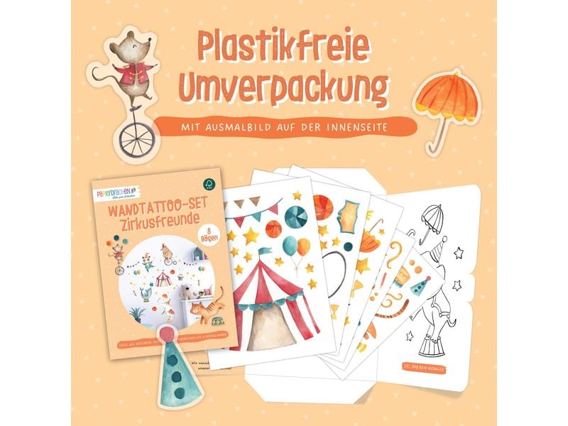 Papierdrachen Wandtattoo-Set Zirkus Wandsticker für Kinder