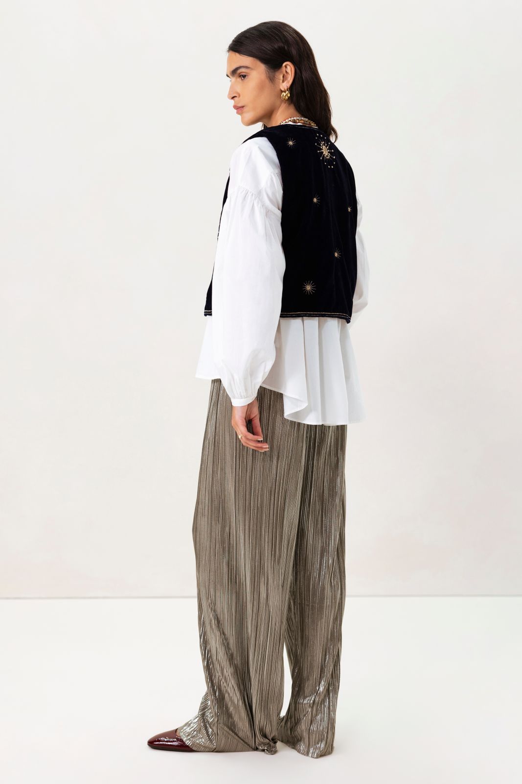 Donkerblauw gilet met embroidery