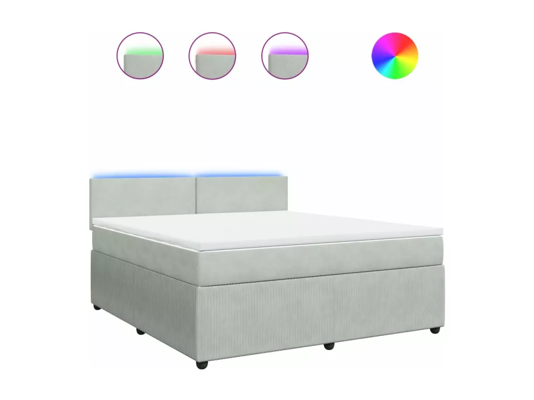 Sommier à lattes de lit et matelas Gris clair 180x200cm Velours