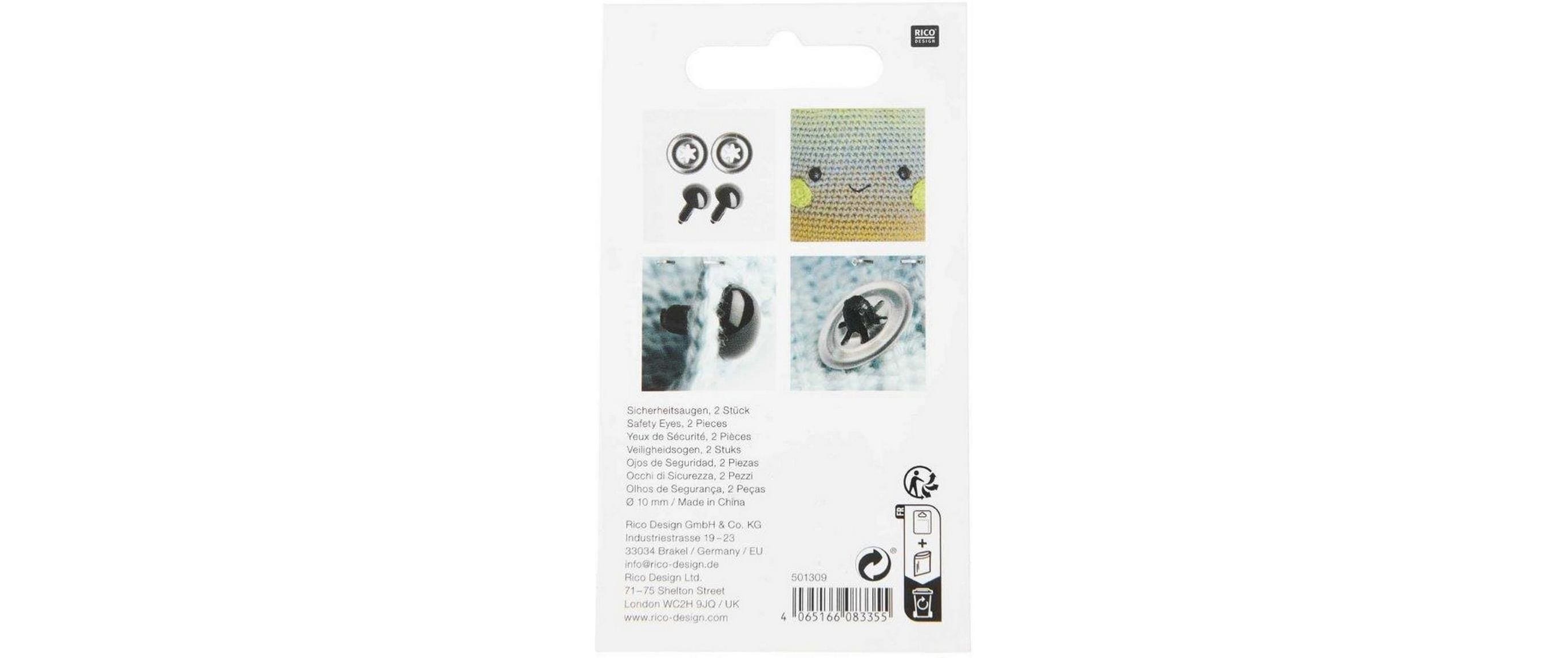 Sicherheitsaugen 10 mm 2 StückFür selbstgemachte Kuscheltiere, besonders niedlich und sicher