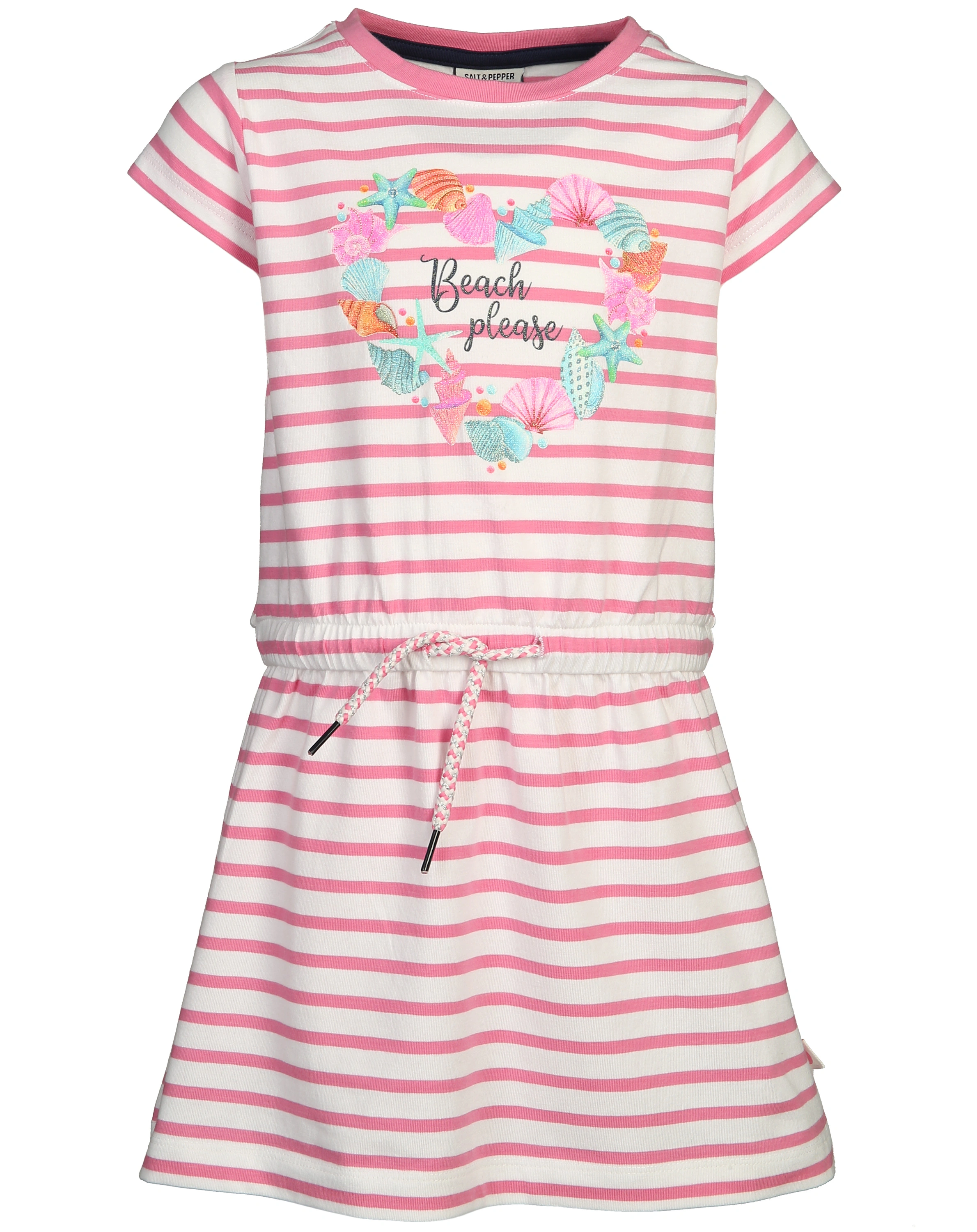 Jersey-Kleid BEACH PLEASE gestreift in bubble gum