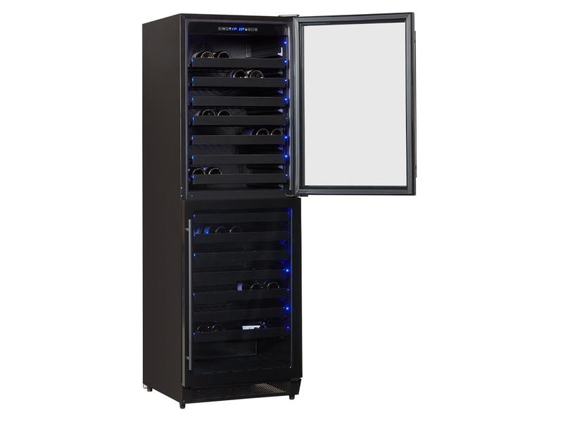 Kibernetik Weinklimaschrank WK139DD, Schwarz, Rechts Weinkühlschrank für 177 Flaschen