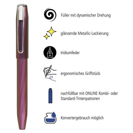 ONLINE Füller Slope M Metallic Pink